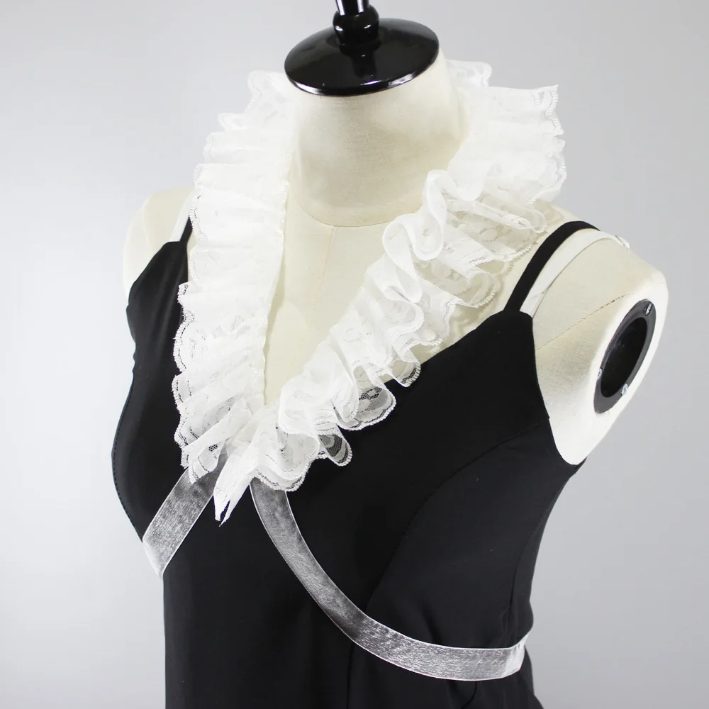 Vintage Lace Multi-layered Bib Fake Collar  Stage Performance Wedding and Banquet Dress Lolita Collar Tie Gift Accessory for Men