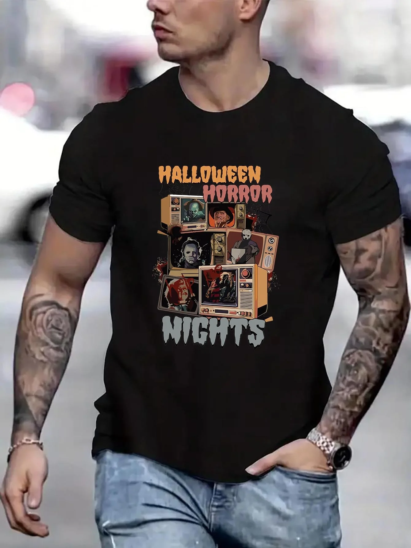

Halloween Horror Nights Oversized T-Shirt Funny Man T-Shirts Men's Clothing Brands Anime Things Totoro B5024481