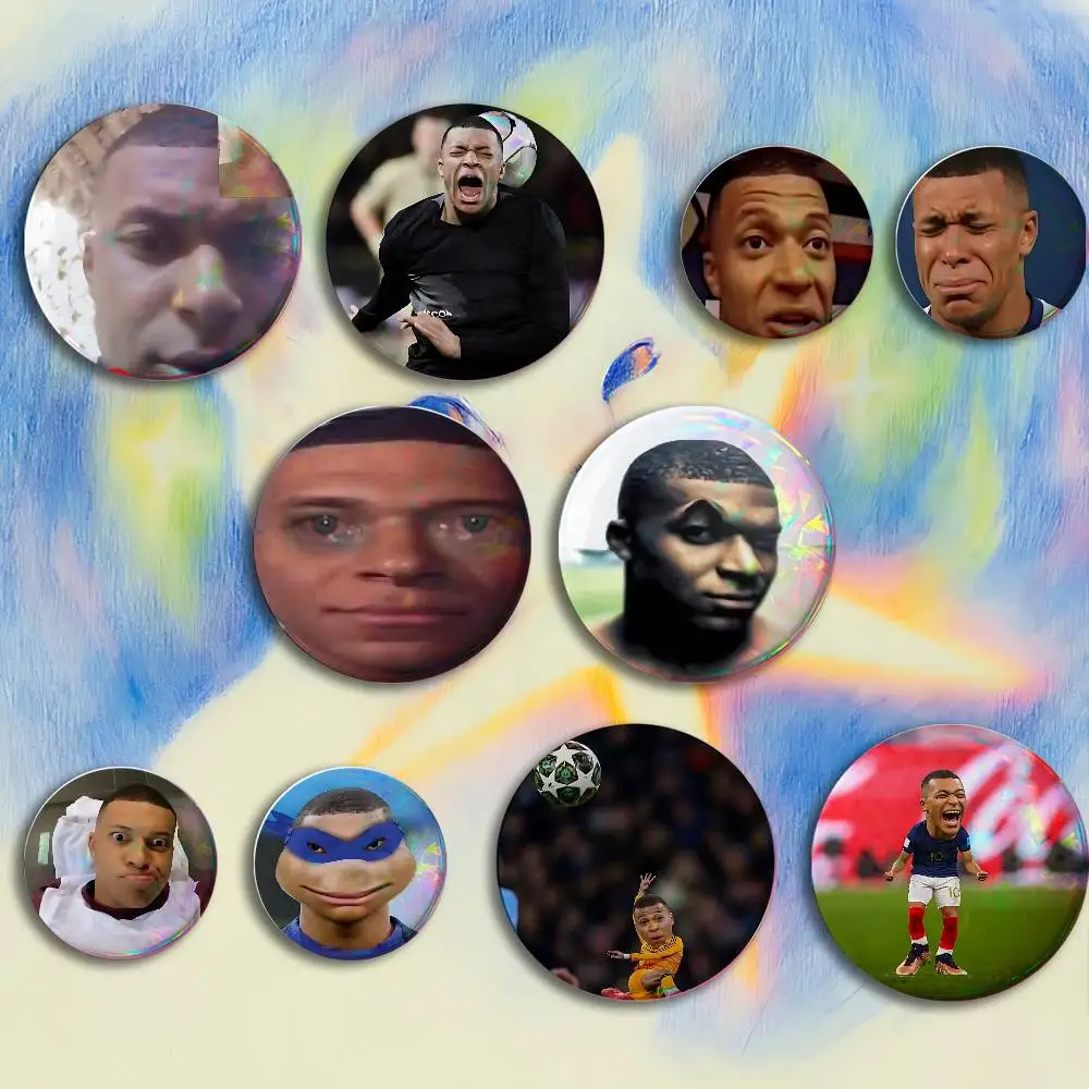 Meme Kylian M-Mbappe Badges 25 32 44 58 75 mm Round Customizable Wholesale Fan goods Self-made fan freebies