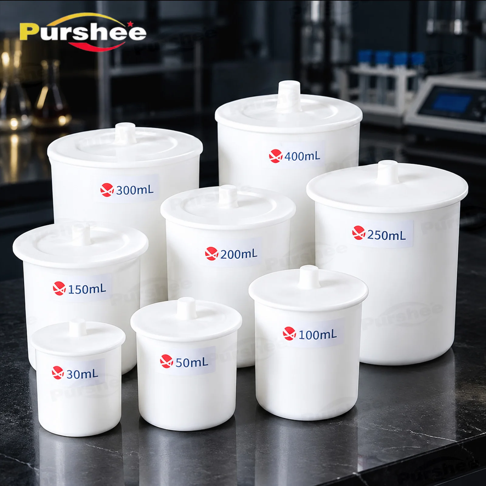 PTFE Teflon Beaker High Temperature & Corrosion Resistant Multi-Size Customizable Lab Consumables for Chemical Experiments