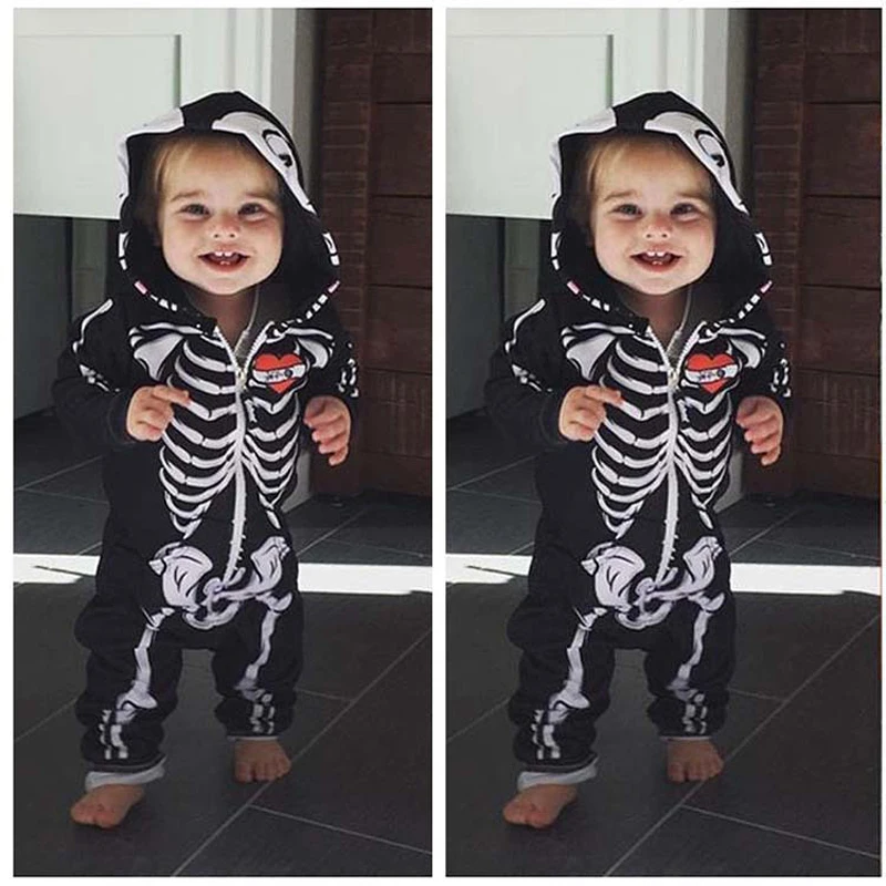 

1-3Y Halloween Baby Clothes Newborn Infant Babe Girl Boy Romper Long-Sleeve Hoodies Cotton Nighmare Jumpsuit