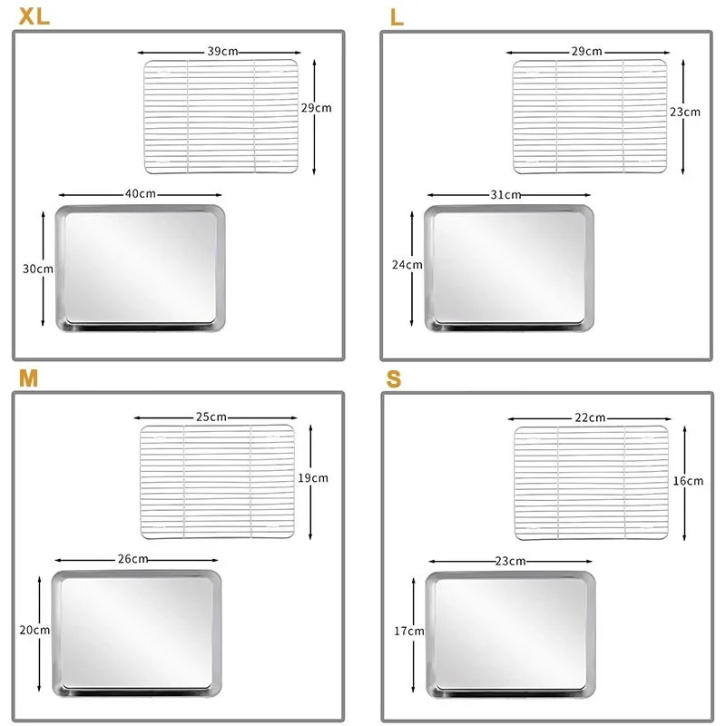 مستطيلة الفولاذ المقاوم للصدأ شواء كوكي الخبز عموم مع رف تبريد قابل للإزالة أداة المطبخ صينية غير لاصقة مناسبة للفرن