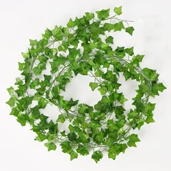 1/5pcs 2.1M Home Decor Artificial Ivy Leaf Garland Plants Vine Fake Foliage Flowers Creeper Green 80pcs leaf Ivy Wreath