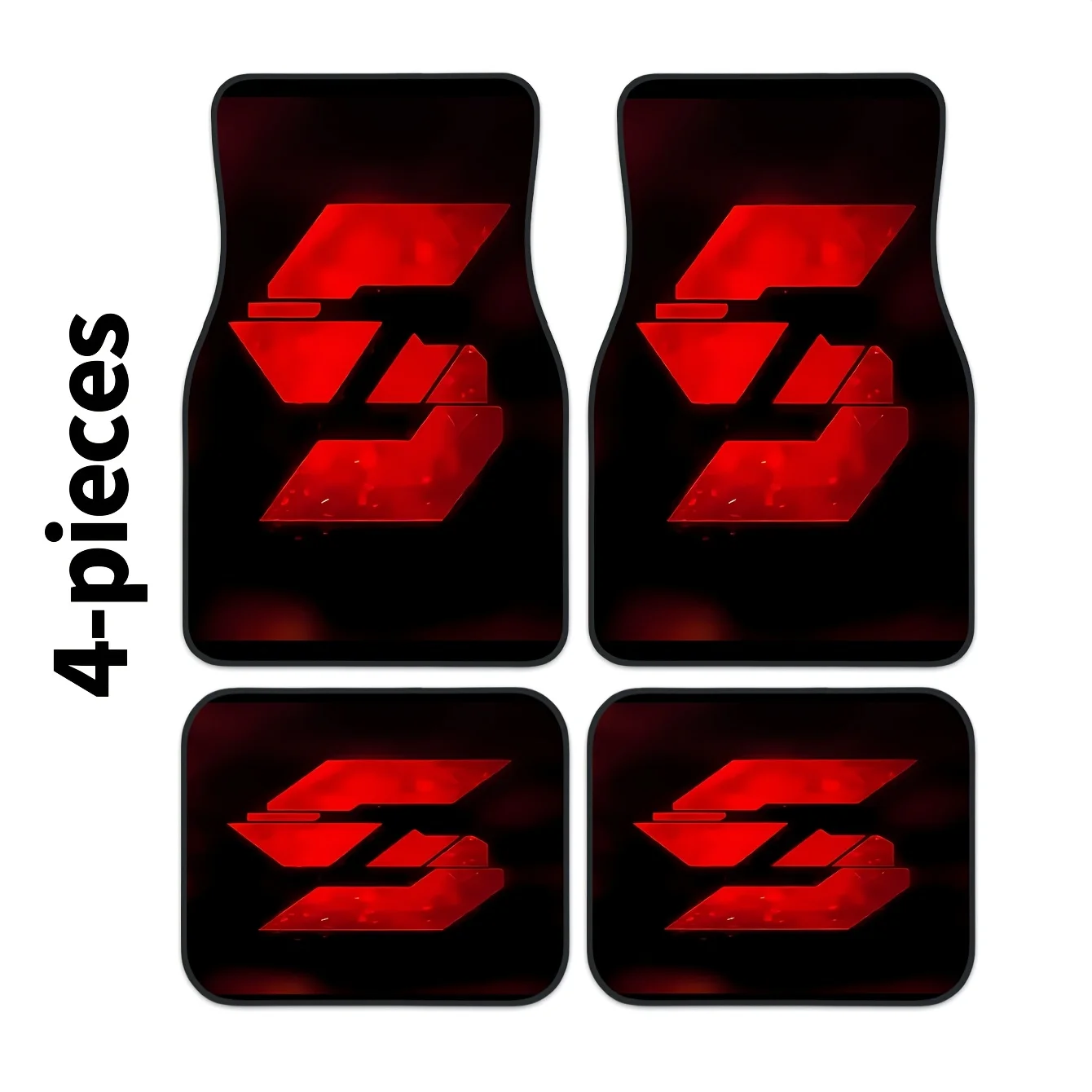 2D, 4pcs Red 3D Letter S Printed Trendy Car Mat Set, Car Interior Accessory Floor Mats, Easy To Clean, Suitable For Cars, Trucks