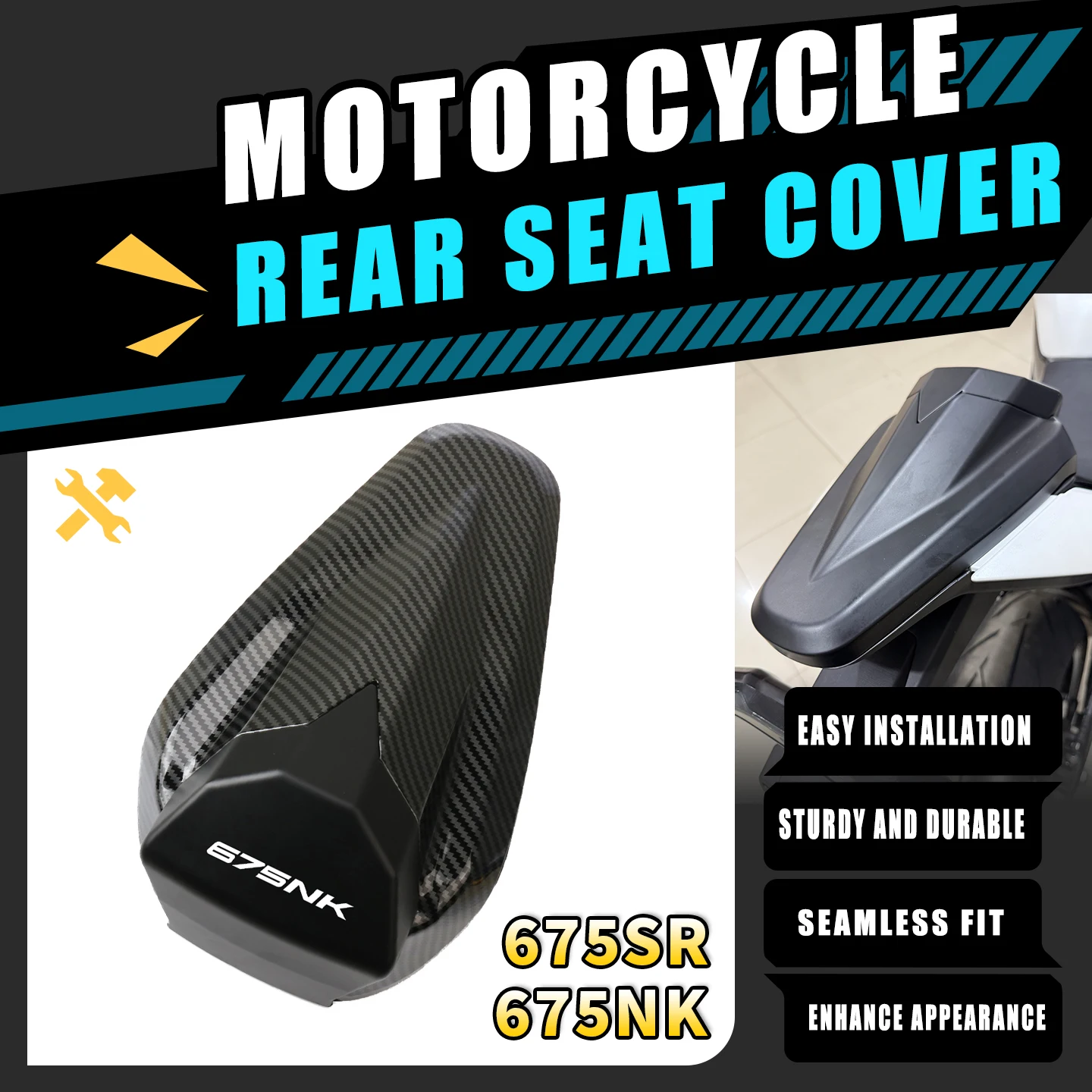 

For 675SR 675NK 675sr Motorcycle Pillion Rear Seat Cover Cowl Rear Passenger Fairing Hump For 675SR 675NK
