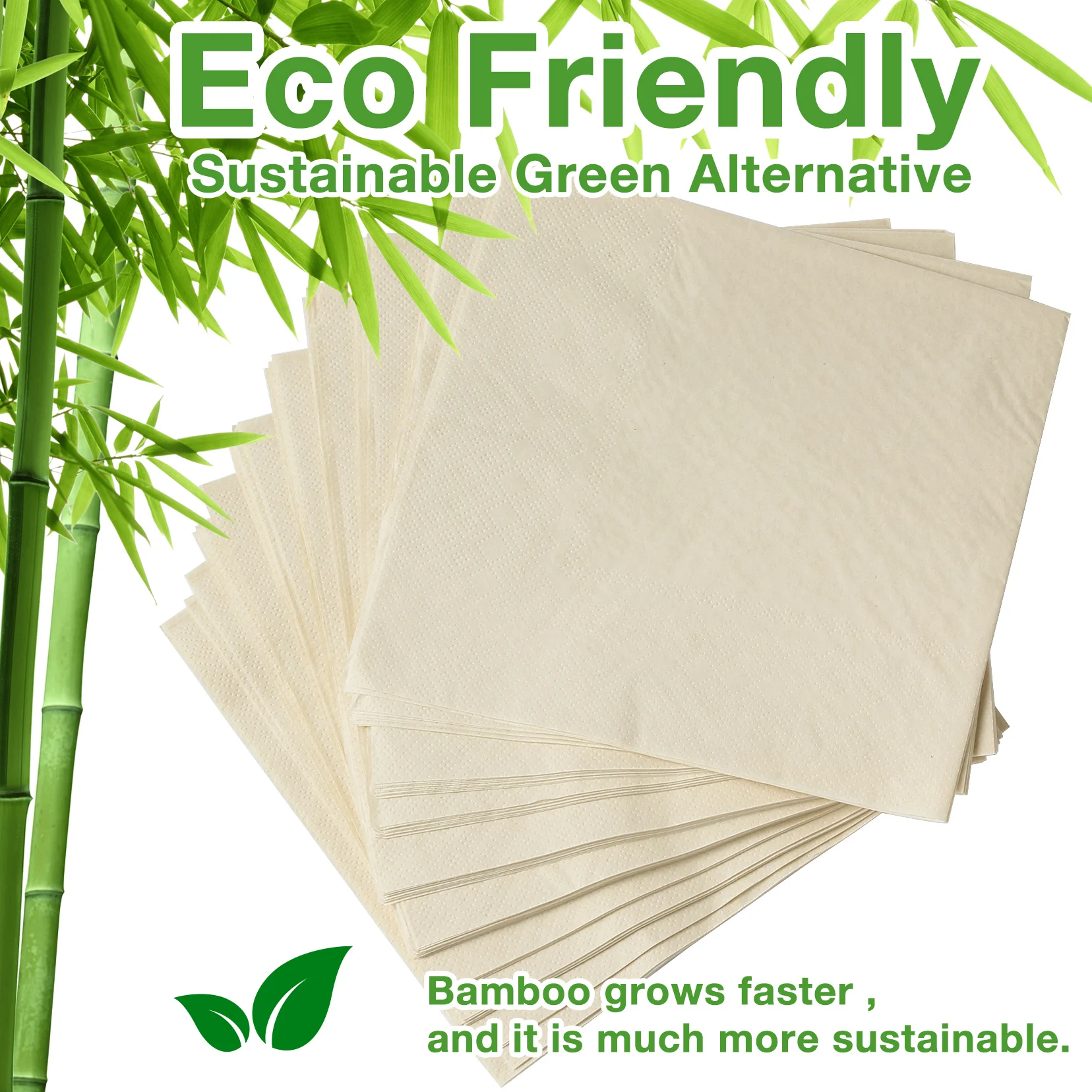 Lekoch 13*13 Inch Eco-friendly Bamboo Paper Dinner Napkins Disposable Brown Napkins for Party Wedding Bbq RV Luncheon