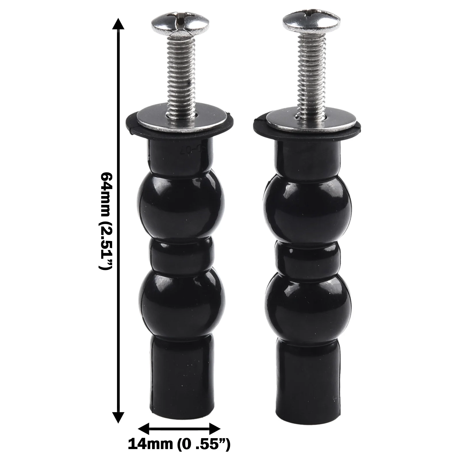 Black Rubber And Stainless Steel Toilet Seat Hinge Screws 2 Pack Expanding Bolts Top Nuts For Toilet Lid Fixing Repair Parts