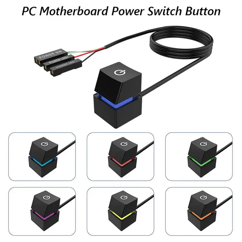 Computer Desktop Switch PC Motherboard External Start Led Light PC Power ON/OFF Button 2M Extension Cable Computer Accessories