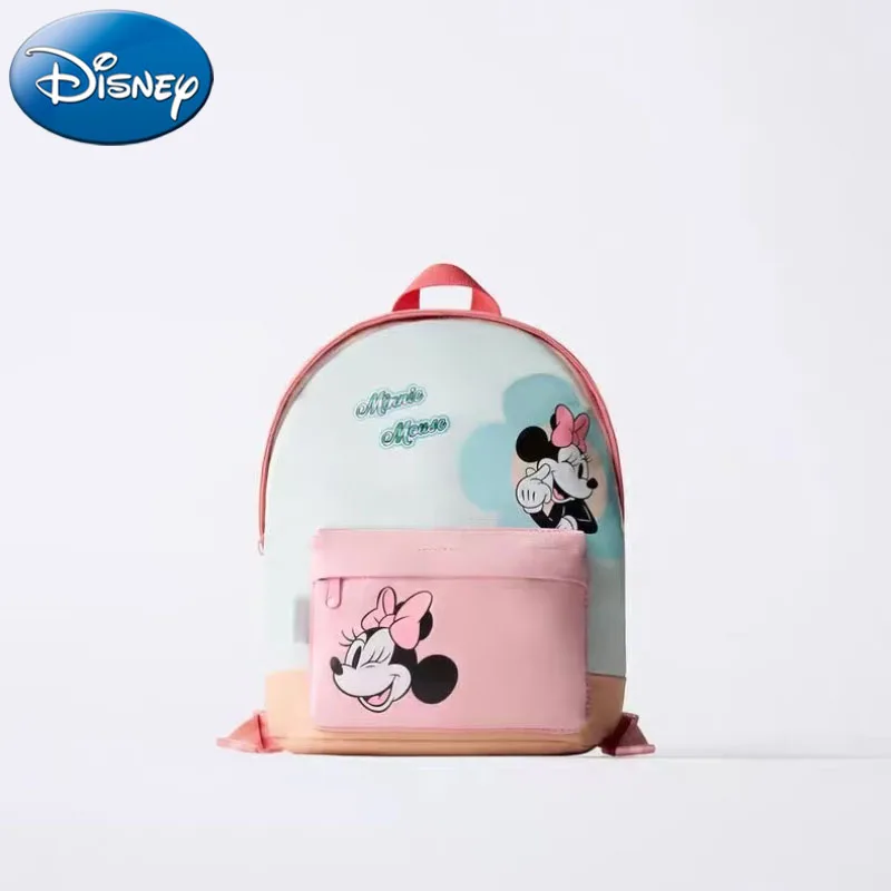 2025-nova-disney-minnie-mochila-do-jardim-de-infancia-dos-desenhos-animados-bonito-meninas-duplo-ombro-leve-saco-escolar-das-criancas