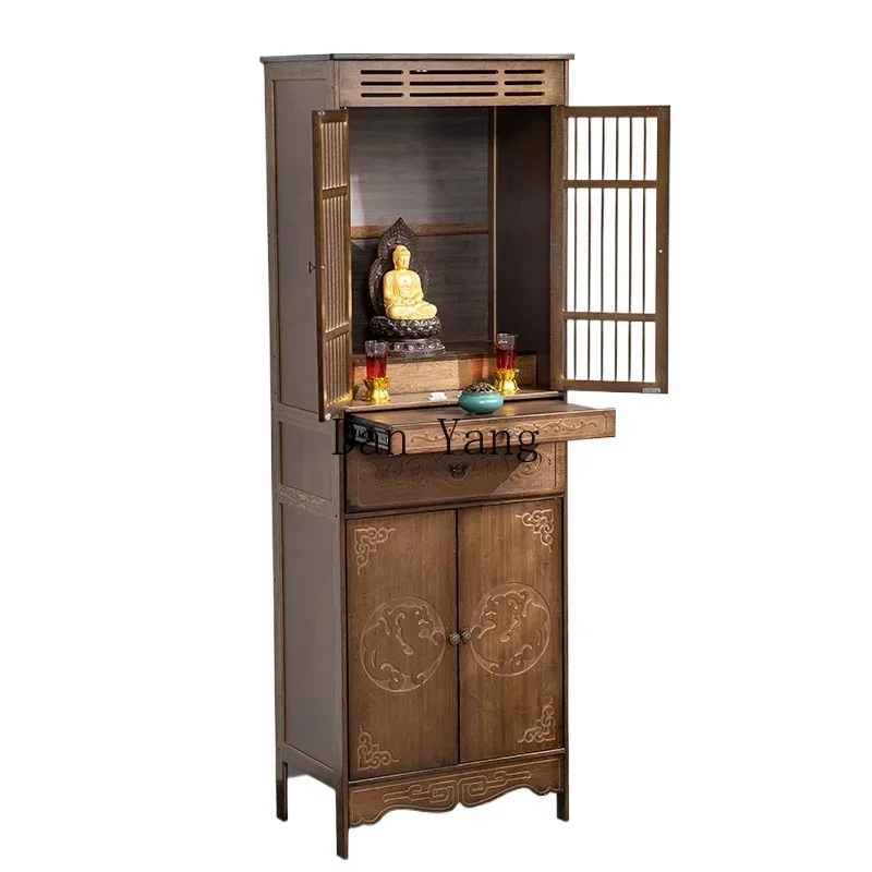 

YJ Buddhist shrine offering table, incense case, Buddha statue shrine, solid wood standing cabinet, Buddha cabinet, shrine