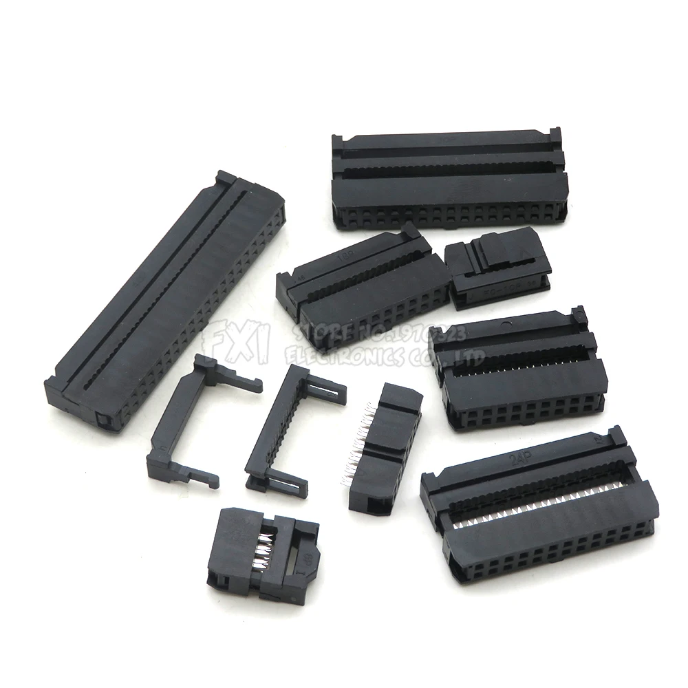10 قطعة FC 6P 8P 10P 12P 8/10/12/14/16/18/20/24/26/30/34/40/50 دبوس 2.54 مللي متر الملعب الإناث IDC موصل مقبس الشريط كابلات الموصلات #2