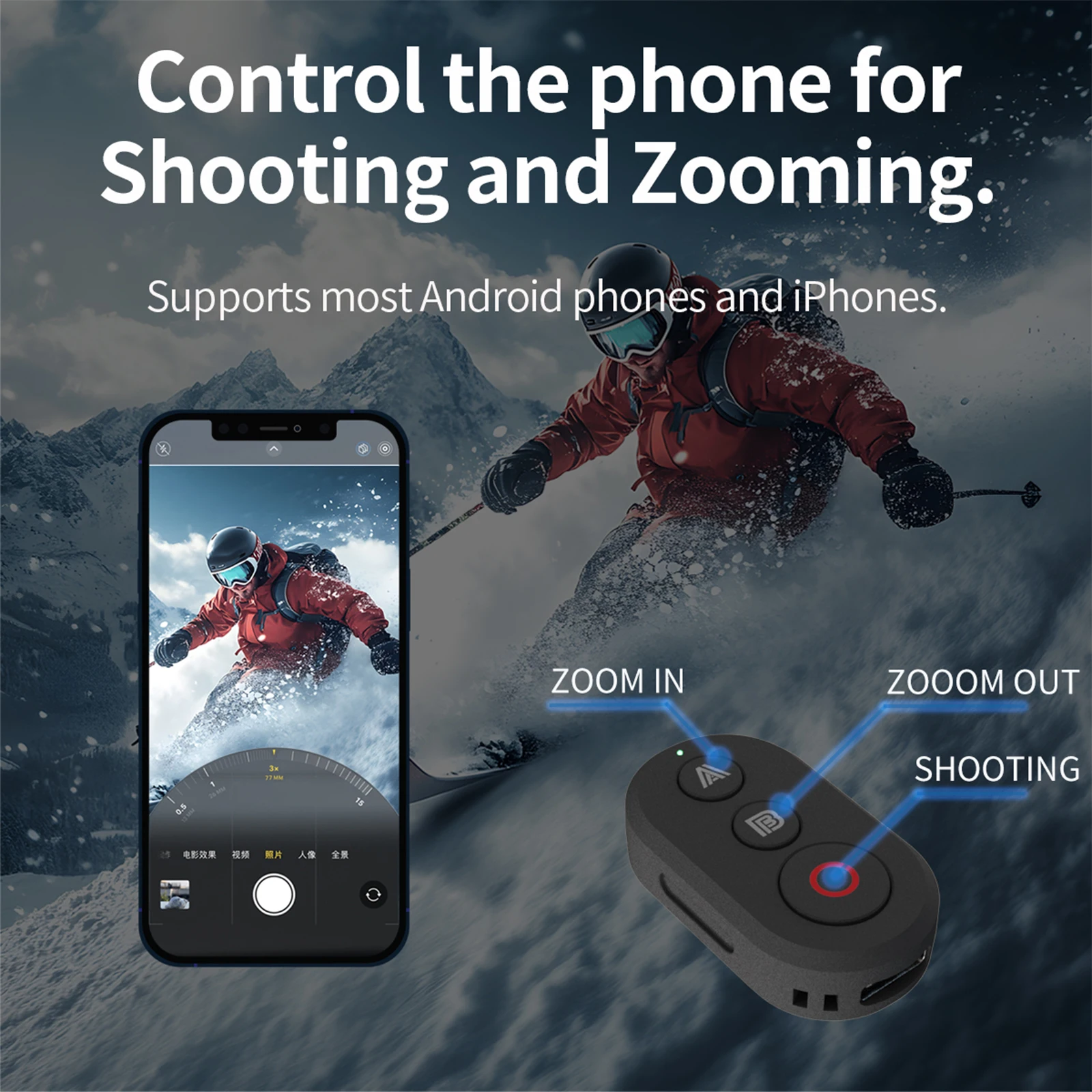 جهاز تحكم عن بعد بلوتوث لـ DJI Action 5 Pro/Action 4، صغير وخفيف الوزن، وقت عمل 30 ساعة، شحن من النوع C #5