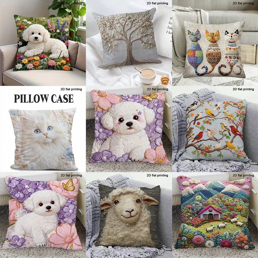 1pc Adorable Animal and Nature Patterned Pillow Cases Sofa bed cushion cover home bedroom decoration