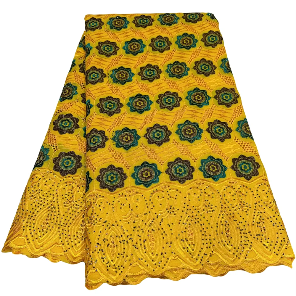 

Hot Sale Swiss Voile Lace Nigerian 100% Cotton Lace Fabrics 2026 High Quality African Stones Lace For Women Party Wedding Dress