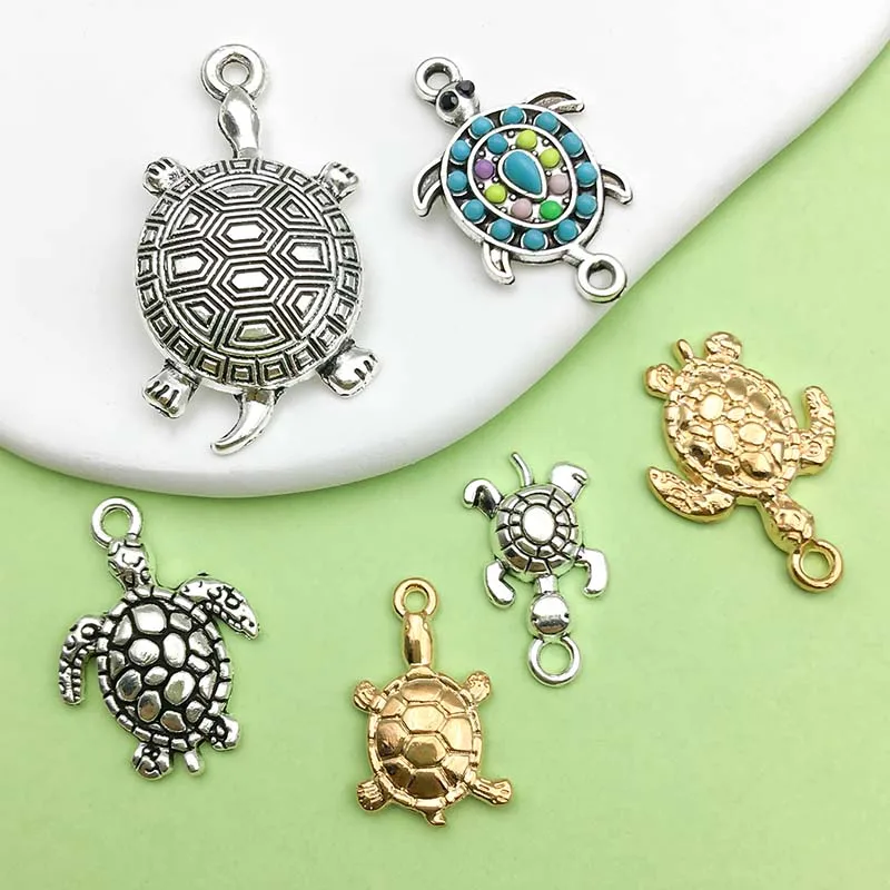 15pcs Alloy Metal Sea Turtle Tortoise Charms Pendants for DIY Bracelet Necklace Jewelry Making