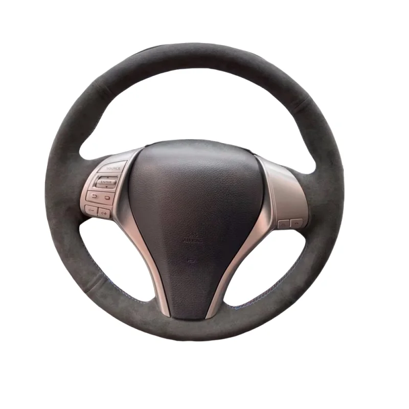Для Nissan Teana Altima 2013-2016 X-Trail QASHQAI Rogue 2014-2016 Sentra Tiida Hand Stitch Suede Black чехол рулевого колеса автомобиля