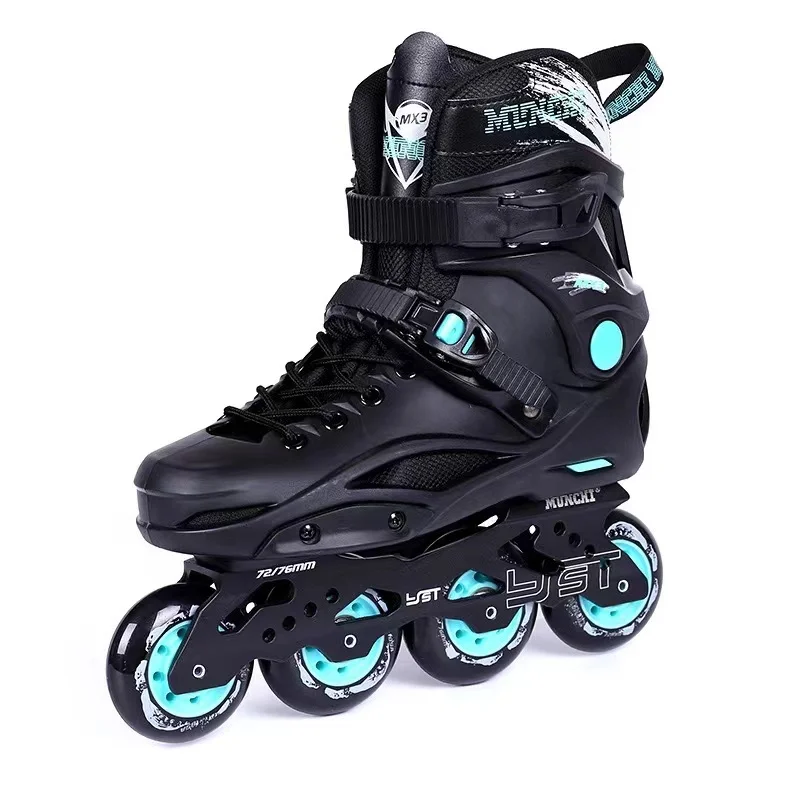 Professional Fancy Flat Inline Roller Skates Shoes for Adults and Kids, 4-Wheel Trainning Slalom Sliding Racing Sneakers