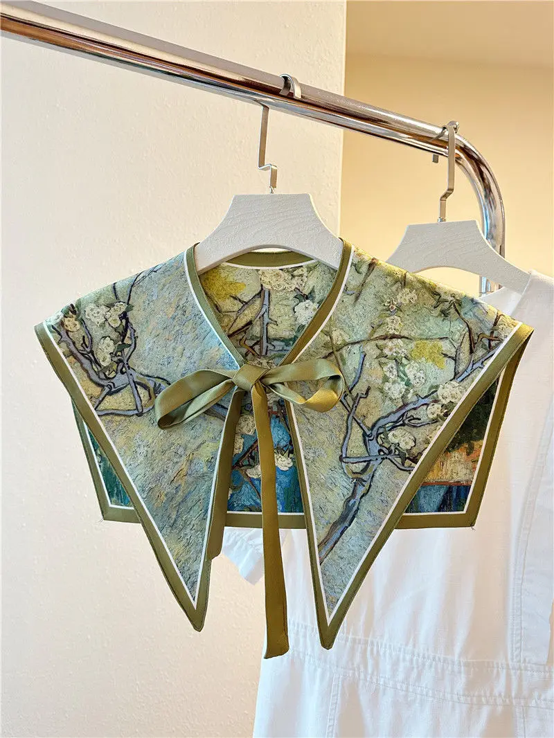 Women's Drawstring Cape Printed Pattern False Collar