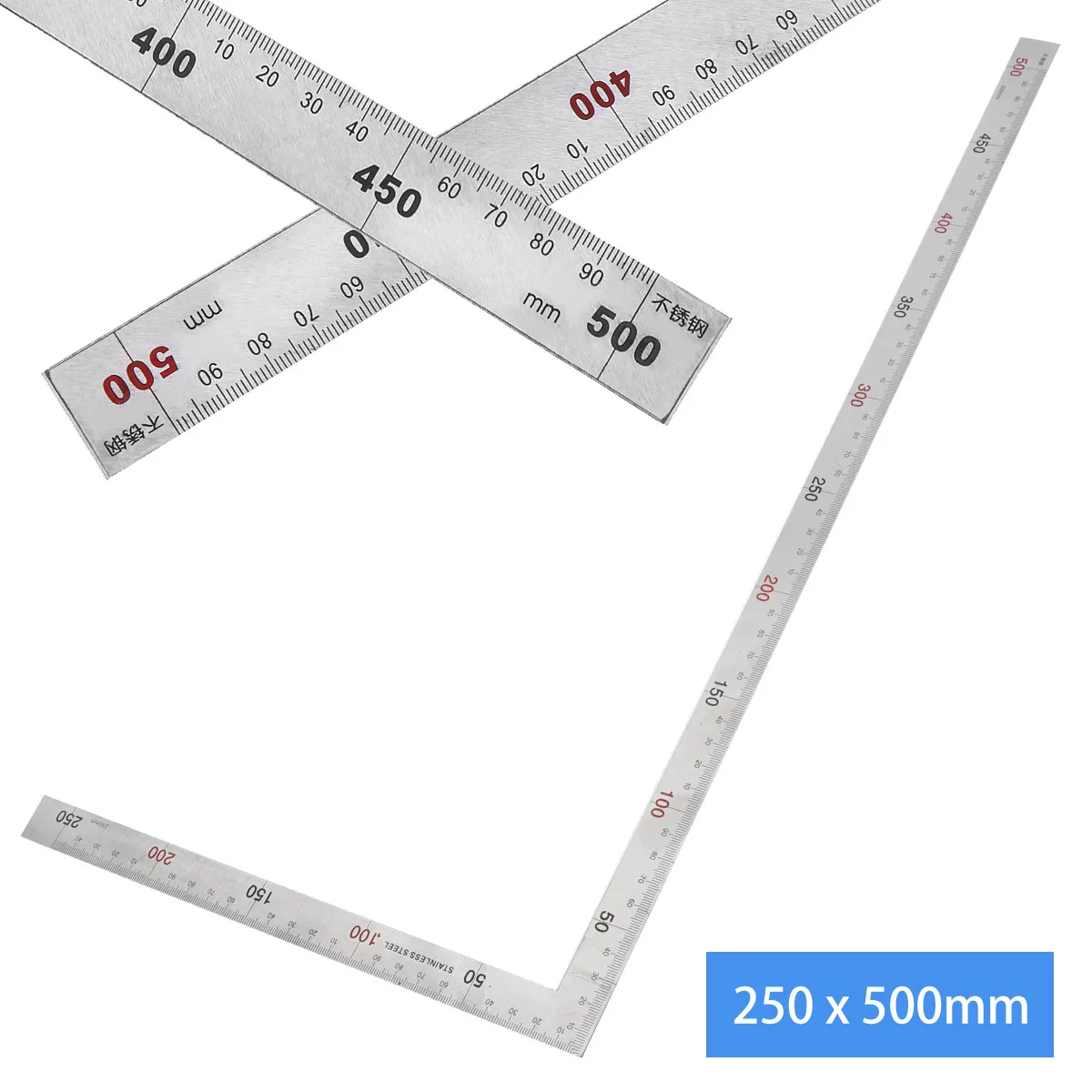 Square Ruler Right Angle 90 Degree Metal Stainless Steel Angle Ruler Woodworking Measuring Tool for Wood 250 x 500mm 150 x 300mm