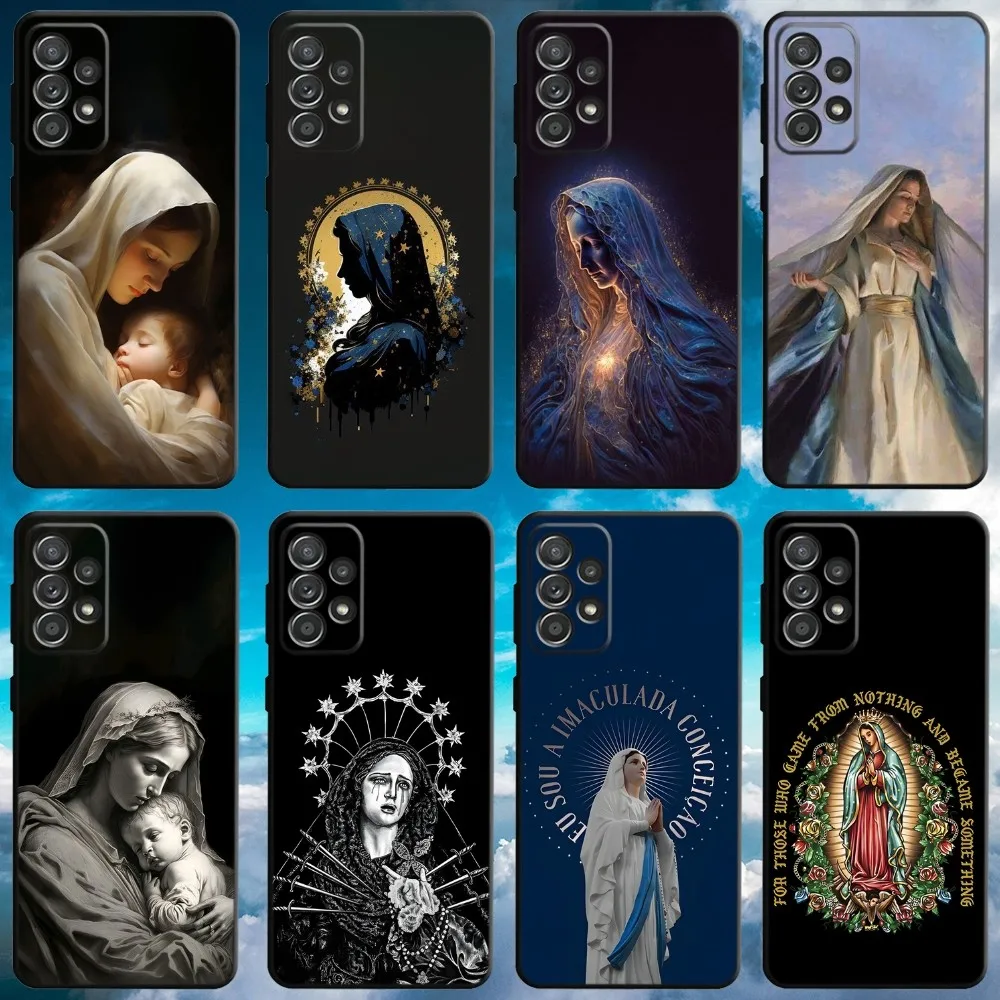 Virgen St.Mary Celestial Mother Phone Case For Samsung S21,S22 Ultra,S20,S30 plus,S22 plus,S23,S30 ultra 5G Soft Black Cover