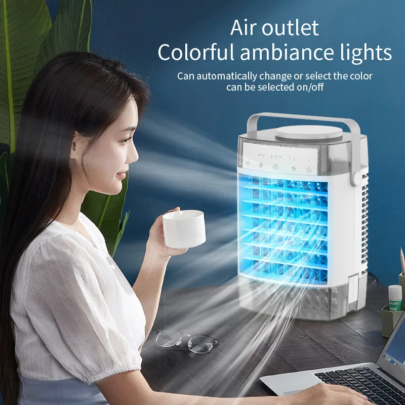 Mini Desktop Water Cooling Fan Portable Movable Humidifying Air Cooler Household Table Cooling Fan