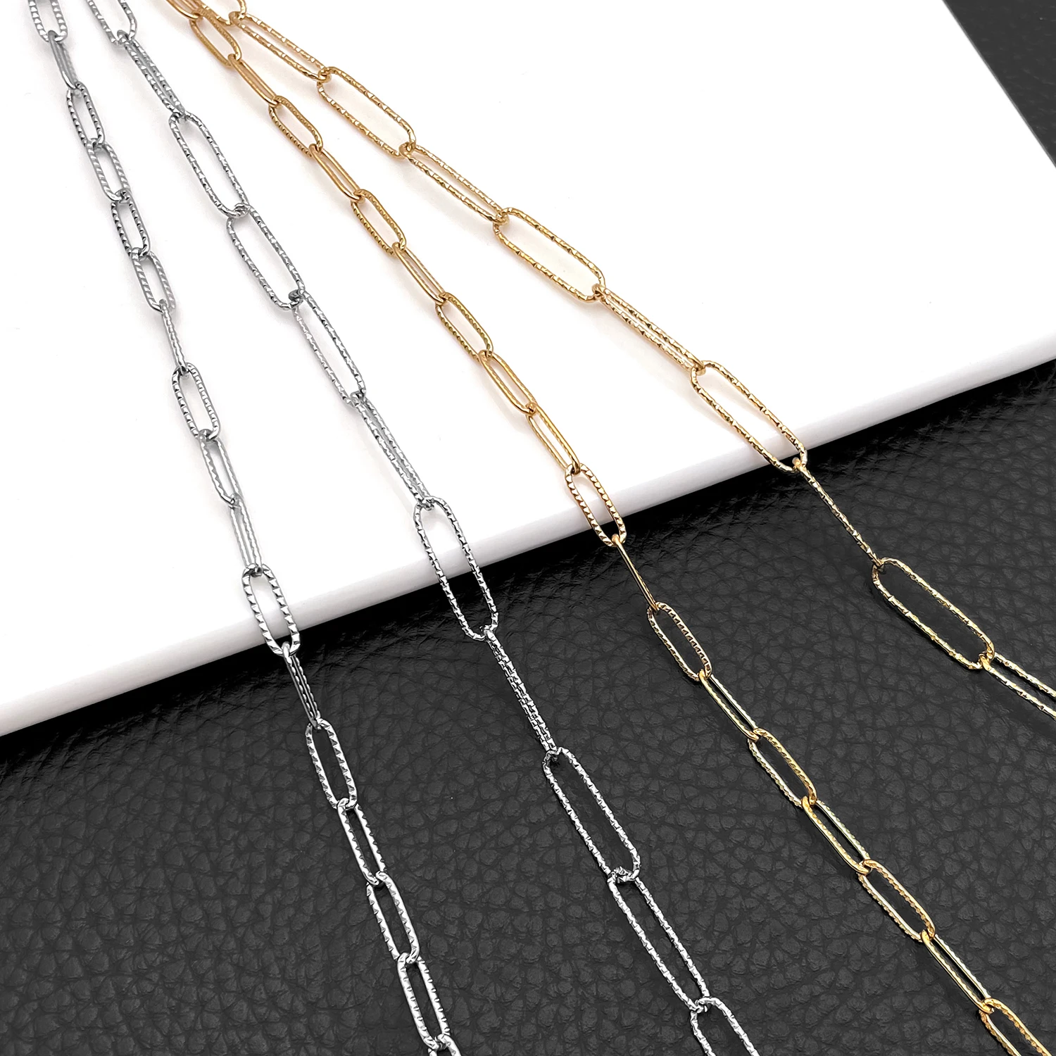 1/2meters Stainless Steel Link Chains Gold Silver Plated Paperclip Chains For DIY Necklace Bracelet Jewelry Making Accessories