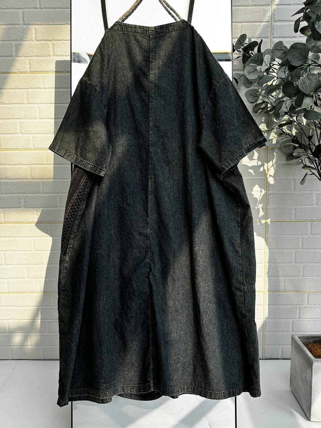 Ethnic Style Loose Casual Short-sleeve Dress Women Color-blocked Large Pockets Mid-length Dress Summer LX5789 - Image 4