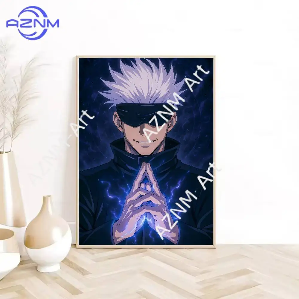 1 unidade de Pôster Autoadesivo à Prova d'Água Jujutsu Kaisen G-Gojo S-Satoru para Decoração de Parede em Cafeterias, Bares e Quartos de Dormitório