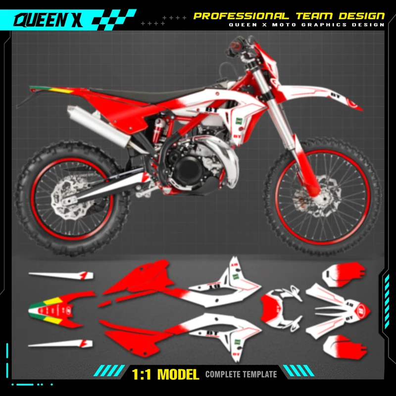 QUEEN X MOTO Motorcycle Team Graphics Decal & Sticker Kit For BETA RR 2023 2024 2025 BETA XTRAINER 250 300 002