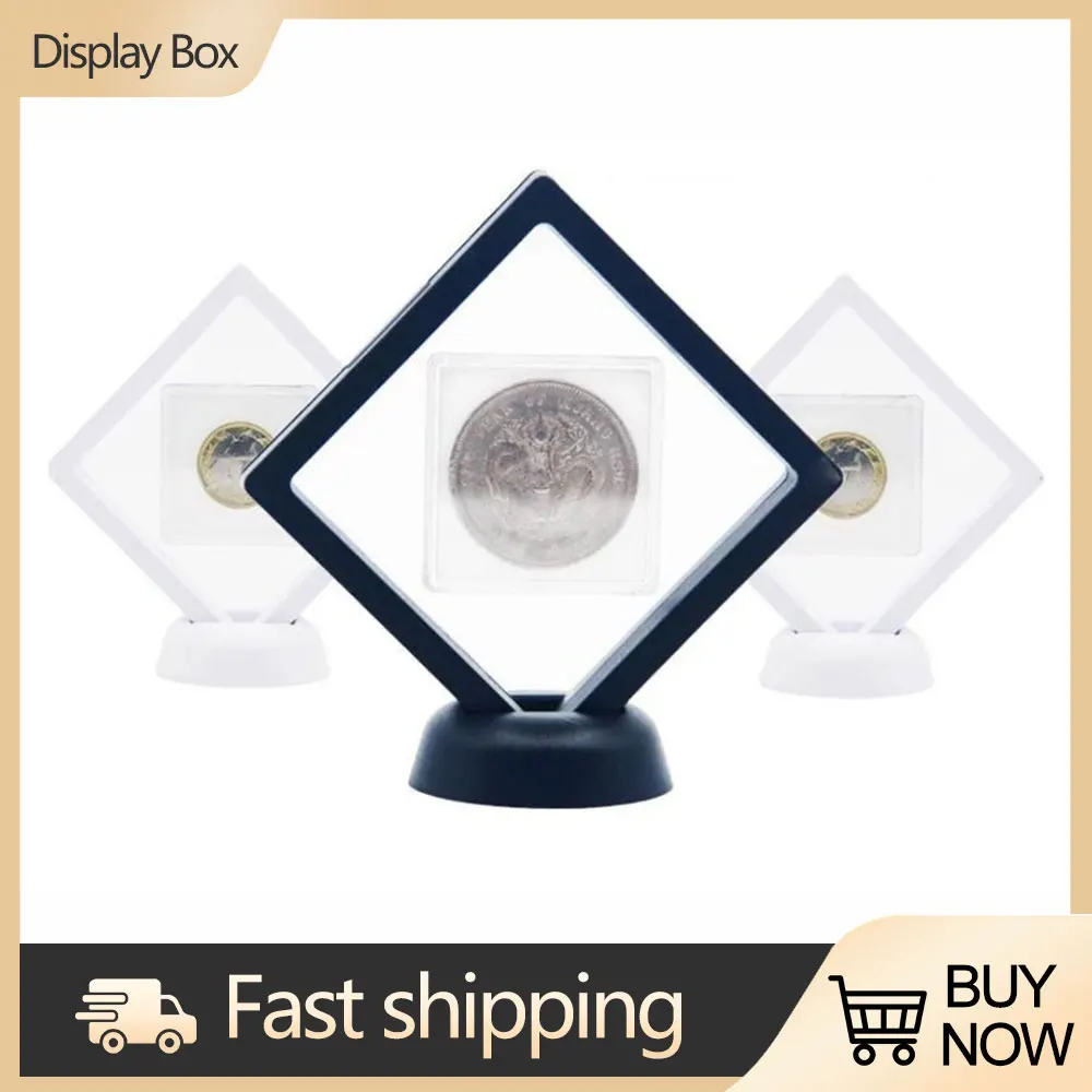 5/10pcs Display Box 3D Floating Frame Holder Stand Box Clear Jewelry Ring Coin Display Case Necklace Display Holder 7*7*2cm