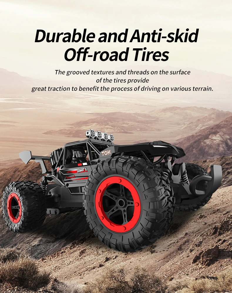 2.4G RC Car Toys 15Km/h All-Terrain Buggy Off-Road RC Stunt Car Suitable For Grass, Desert, Rocks Blue Red