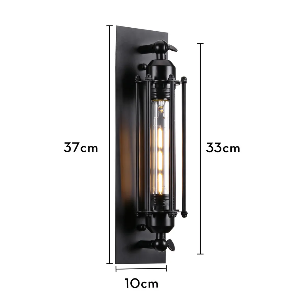 Industrial Loft Wall Light Fixture Rural Vintage Wall Lamp for Bedroom Garage Porch Stair Living Room Metal Frame Lamp Sconce