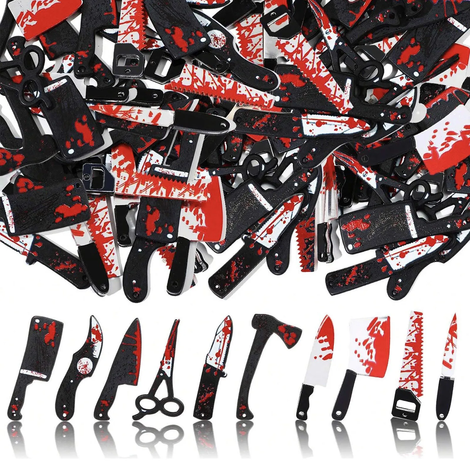 1 Box of 20 Fake Knife Charms - Jewelry Making Supplies, Halloween Horror-Themed Pendants, DIY Bracelet Necklace Earring Charms
