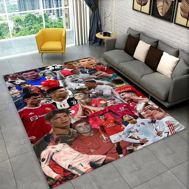 Football Star Goat R-Ronaldo CR7 Non-Slip Area Rug for Living Room,Bedroom,Playroom,Carpet Floor Mat Home Decor Rug  Room