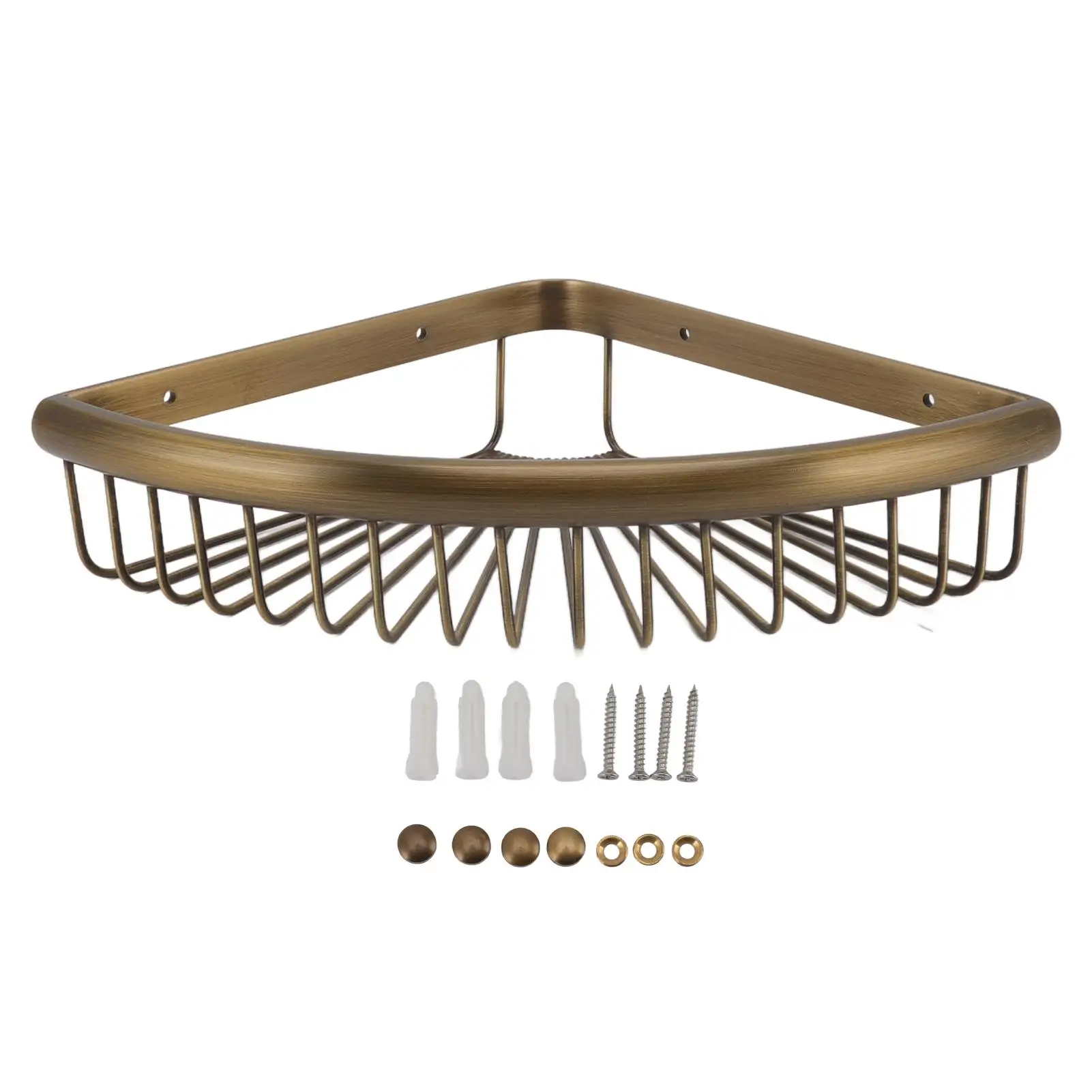 Brass Corner Shower Caddy - Wall-Mounted Space-Saving Shelves for bathroom Organization