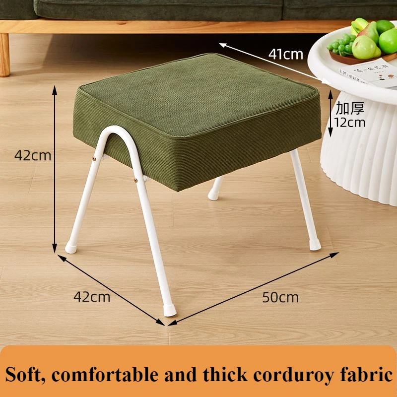 Nordic Sofa Side Foot Pedal Household Dressing Stool Fleece Shoe Changing Stool Dining Stool 2-color Optional Leisure Ottomans