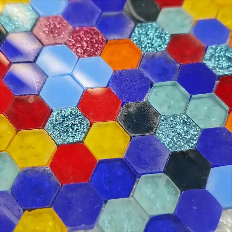 

Around 107pcs Soft Acrylic Mosaic Tiles Hexagon Mix Colorful Tiles DIY Mosaic Making for Craft Arts Accessories 91