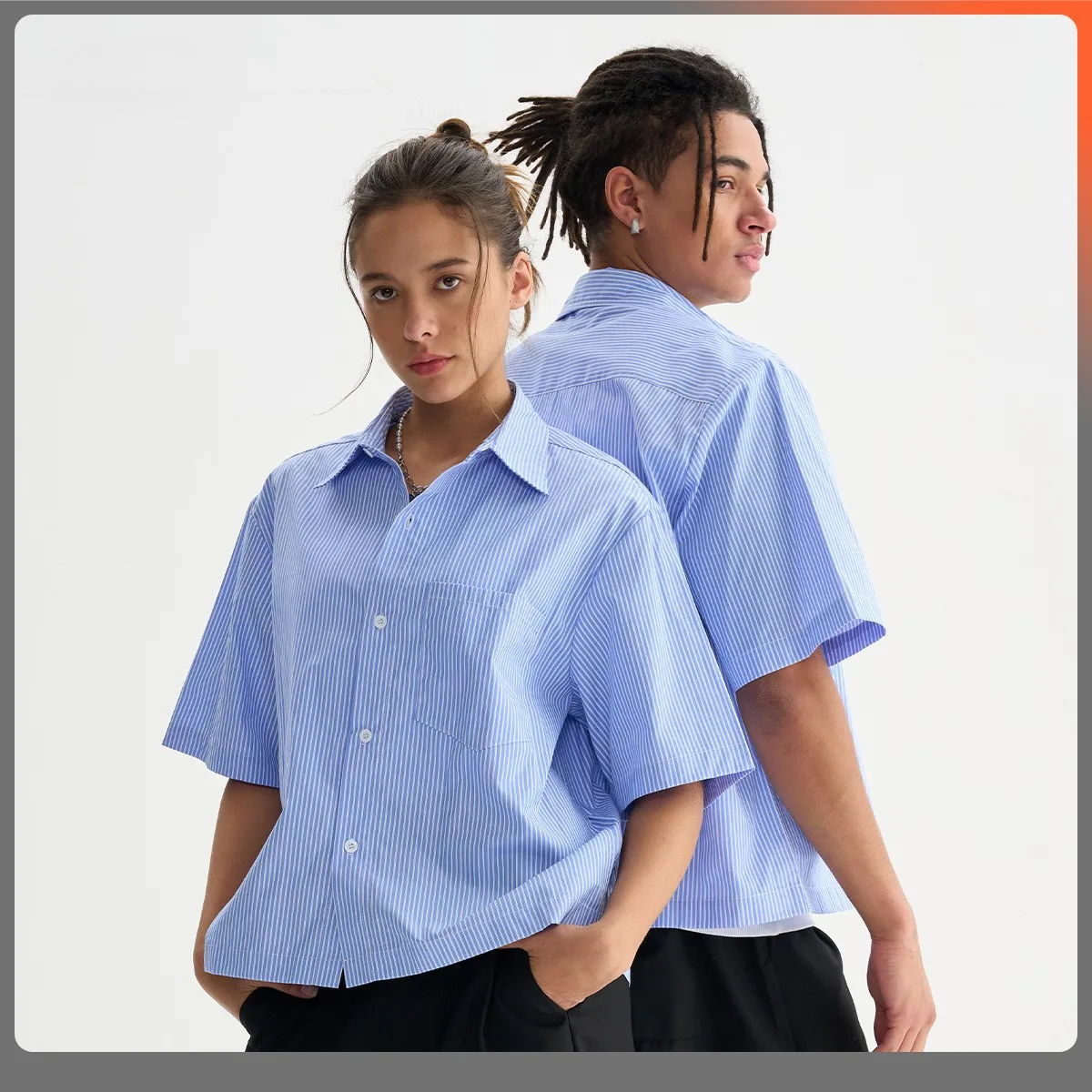 Premium Striped Men's Oversized Short Sleeve Shirt 2025 Summer Casual Cotton Streetwear Loose Fit Minimalist Fashion Top