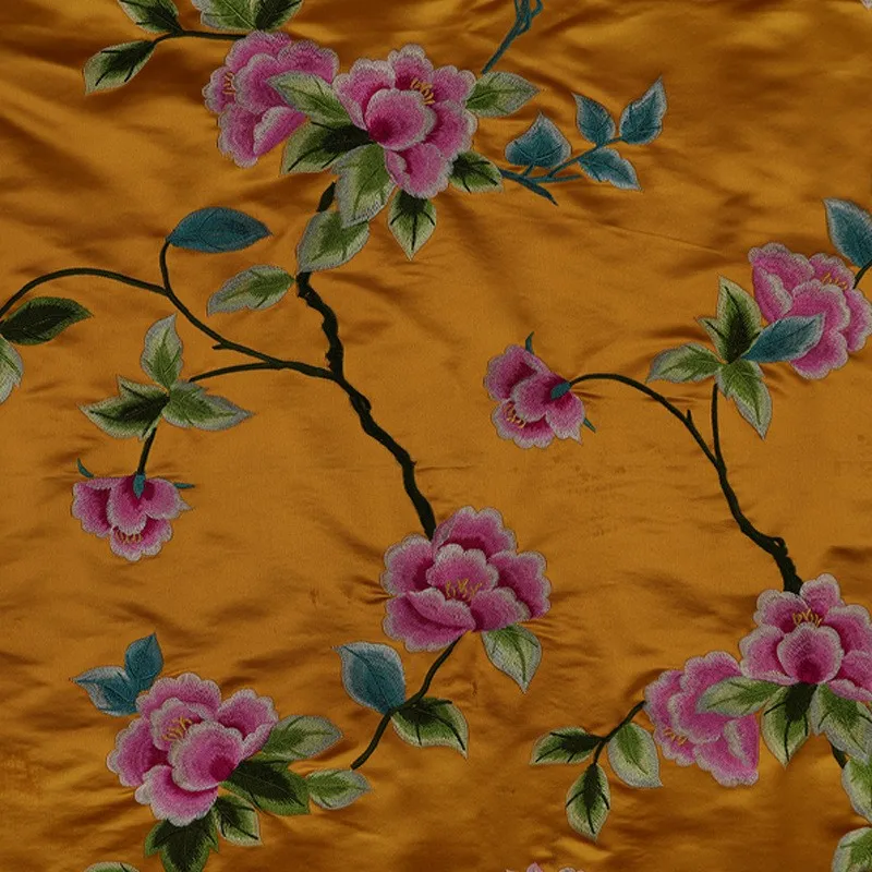 Embroidered brocade jacquard silk traditional pattern Chinese clothing cheongsam fabric