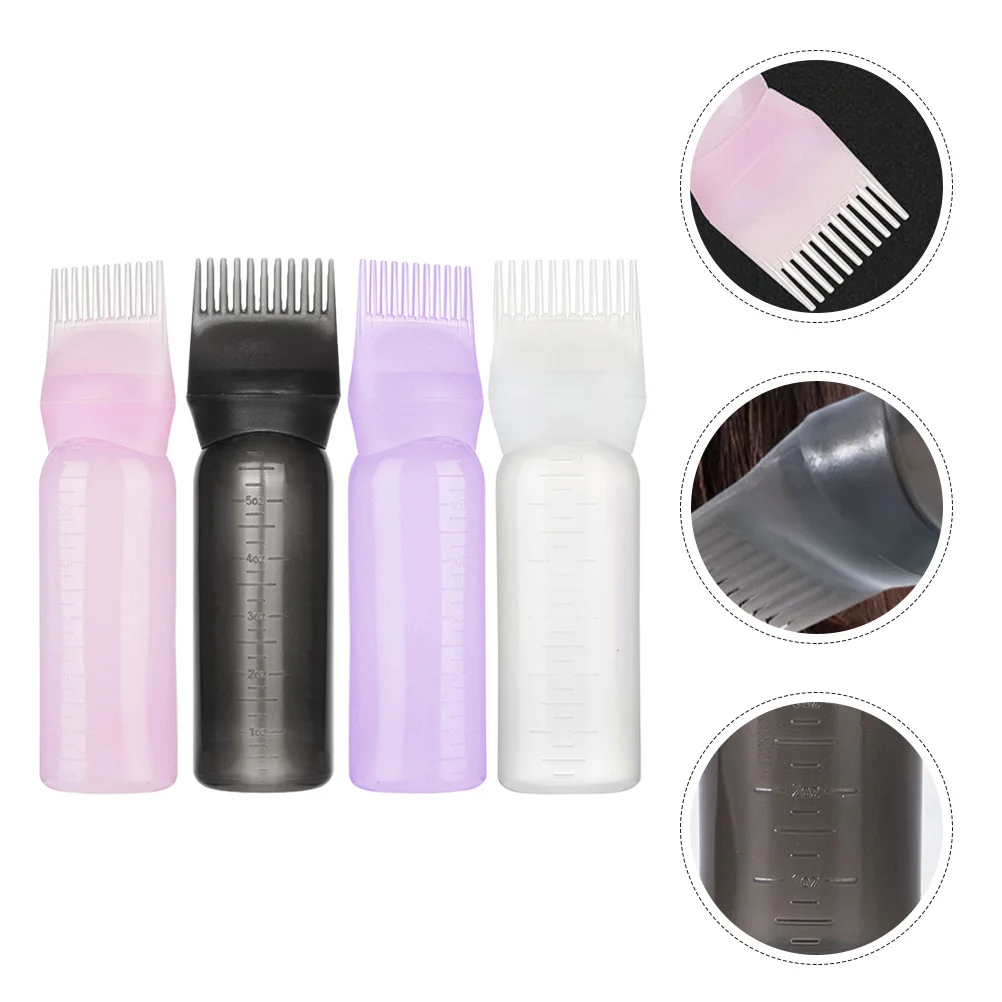 

4Pcs Hair Dye Bottles Root Comb Applicator Lightweight Compact Hair Dyeing Bottles for Salon Barbershop Use Root Comb Applicator