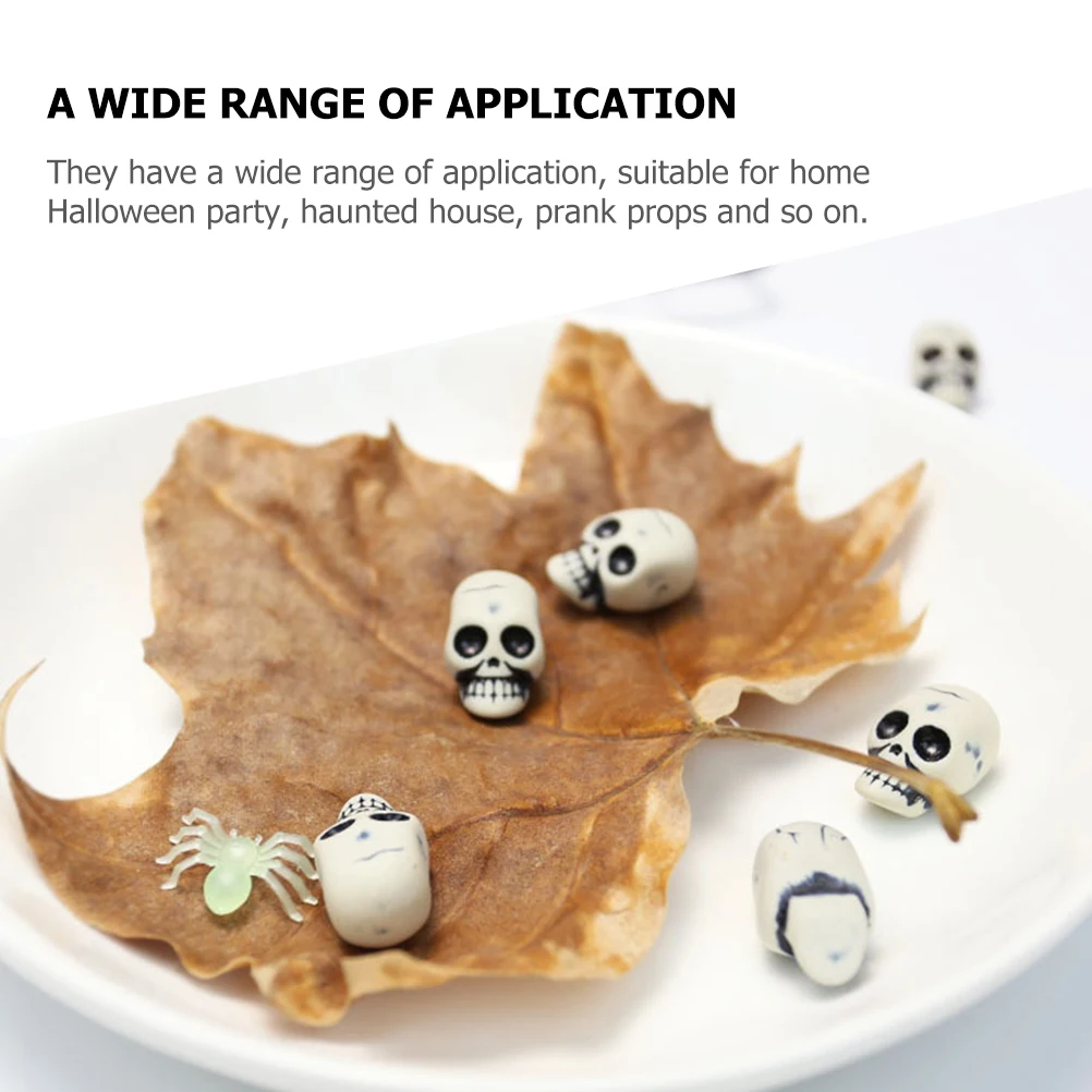 25 ชิ้น Mini สําหรับปาร์ตี้ฮาโลวีน Prank เรซิ่นขนาดเล็กสยองขวัญของเล่น Skulls ที่สมจริง Skull ชุดตกแต่งตาราง