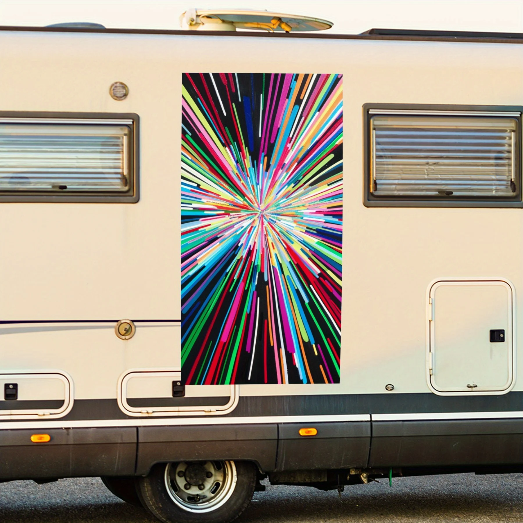 Radiant Color Lines Car Sticker,Vinyl decal on the side of the motor home, waterproof self-adhesive vinyl sticker on the side of