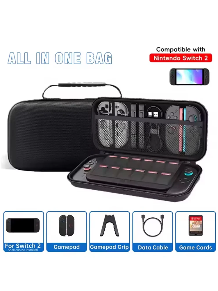 Étui de transport de protection pour NS Switch 2, avec emplacements pour cartes de jeu, sac EVA Portable, espace de rangement pour accessoires NS Switch 2