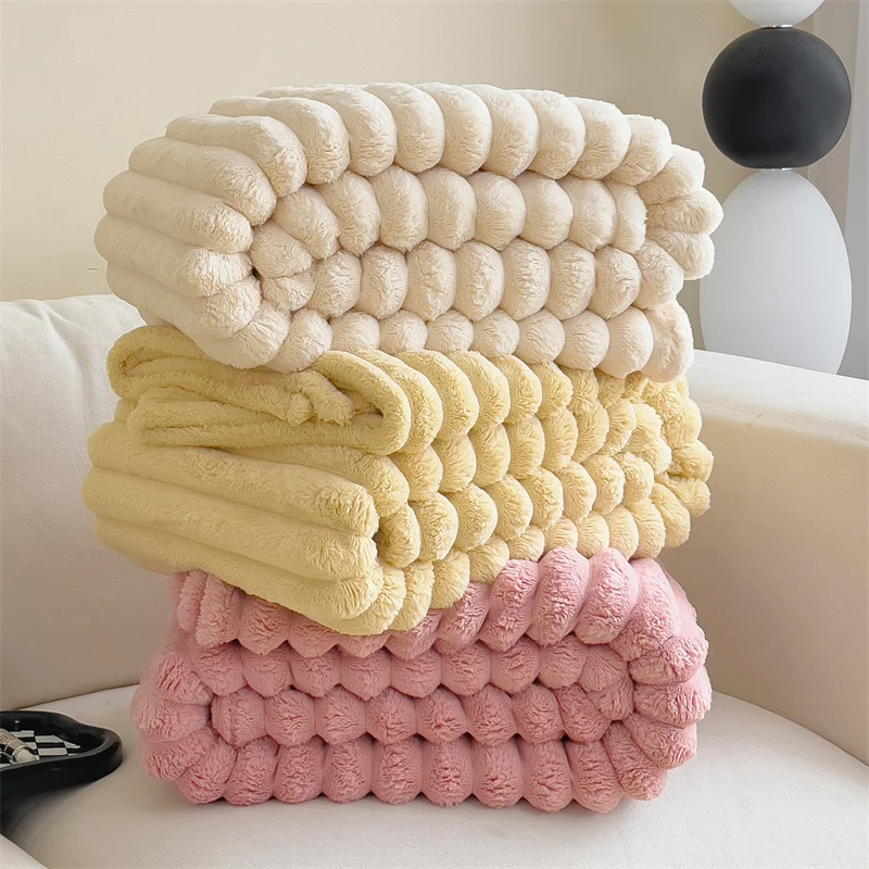 

Rabbit Plush Blanket Thickened Winter Air Conditioning Blanket Office Sofa Nap Coral Velvet Blanket Cover