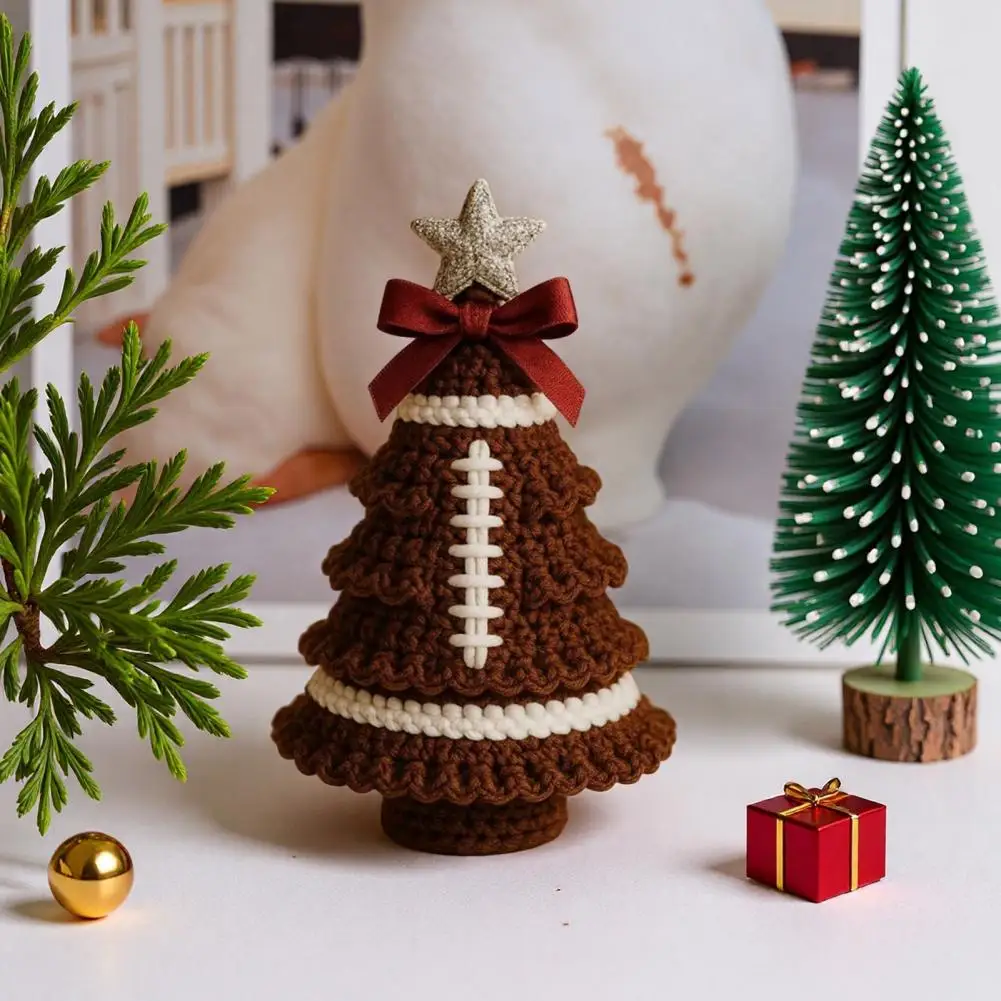15cm Handmade Football/Baseball Crochet Christmas Tree Ornaments DIY Sports Themed Knit Christmas Tree Kit For Holiday Decor