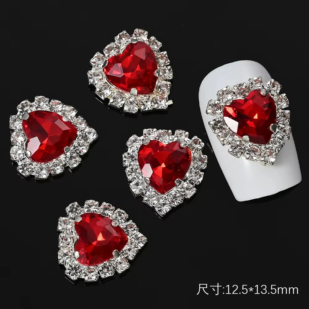 

5Pcs Korean High Quality Zircon Nail Art Charms Luxury Love Heart Jewelry Diamonds For Nail Art Supplies Zircon Crystal Gems