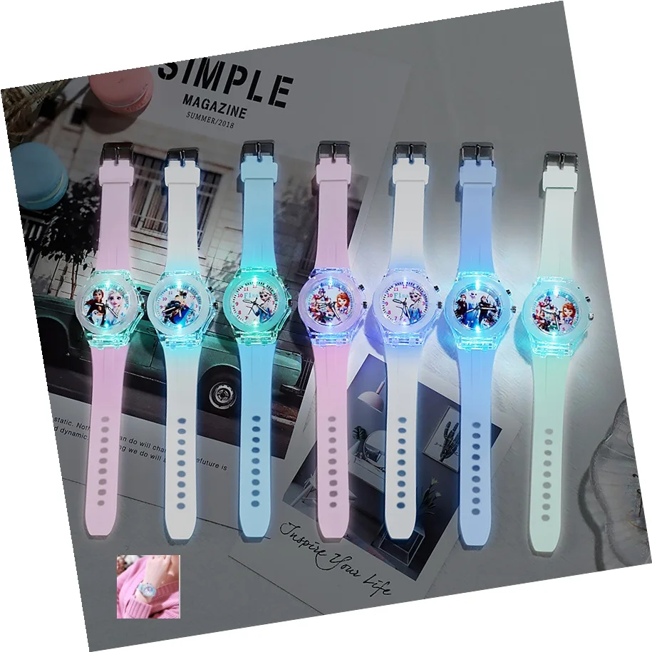 Disney Frozen Cartoon Waterdichte Kinderen Horloges Voor Kinderen Polshorloge Mode Student Led Elektronische Sport Meisje Horloge Geschenken Speelgoed