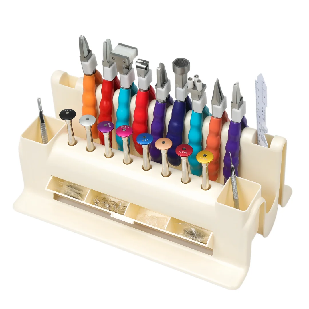 

New Eyeglass Repair Kits with 9 Pliers,8 Screwdrivers, Screw Tweezer, Metal Hook, PD Ruler Nose Pad Set By Dhoptical