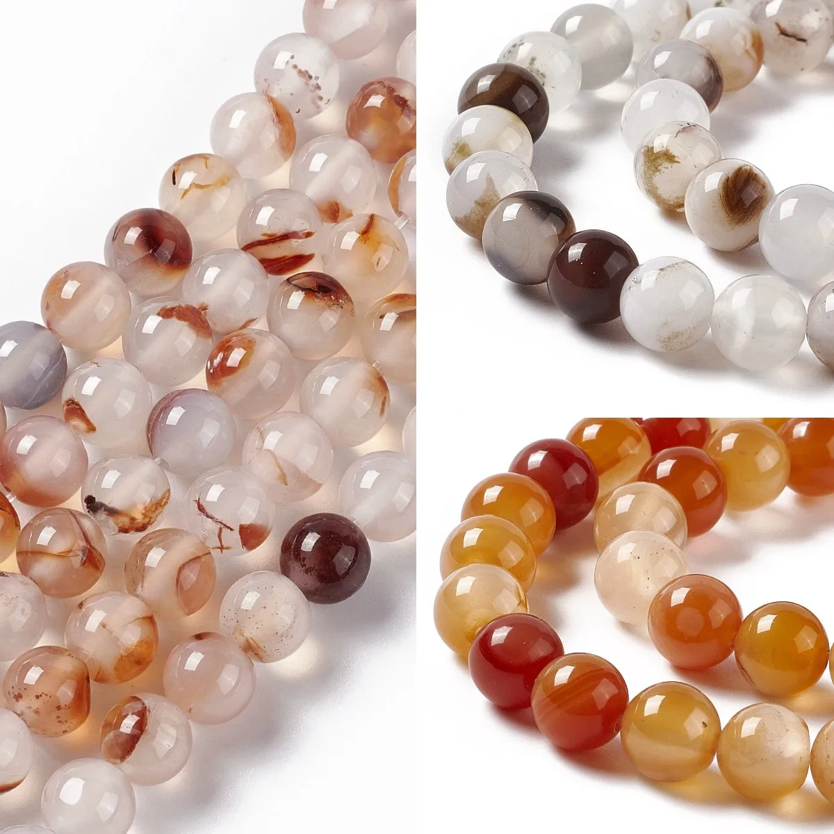 

5 Strand Grade AB Natural Dendritic Agate Beads Strands Round Stone Beading Loose Beads DIY Charm Bracelet Necklace Earring