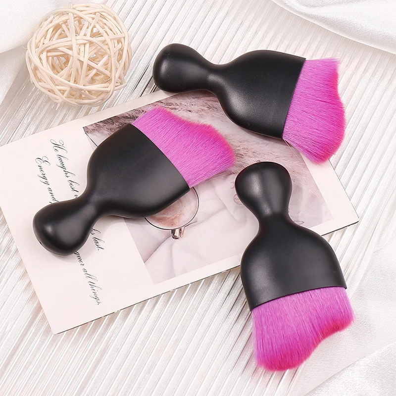 Professional Nails Art Dust Brush Brush Oval Gel Dust Cleaning Make Up Purplish Red Wavy Brush Manicure Tools